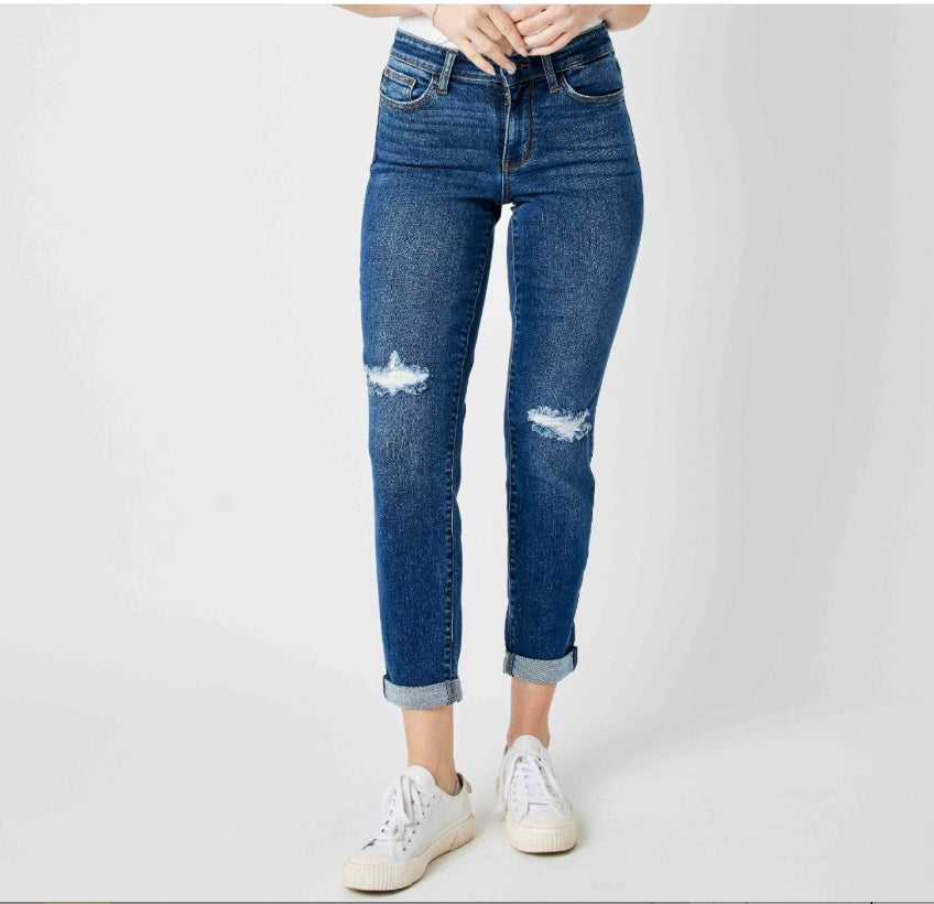 Judy Blue Mid Rise Destroy Slim Jeans