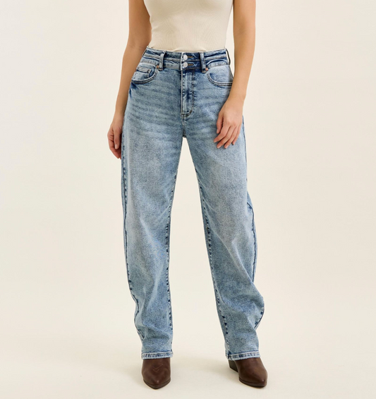 Judy Blue High Waist Double Waistband Marlow Arc Jeans | Vintage Acid Wash Stretch Denim