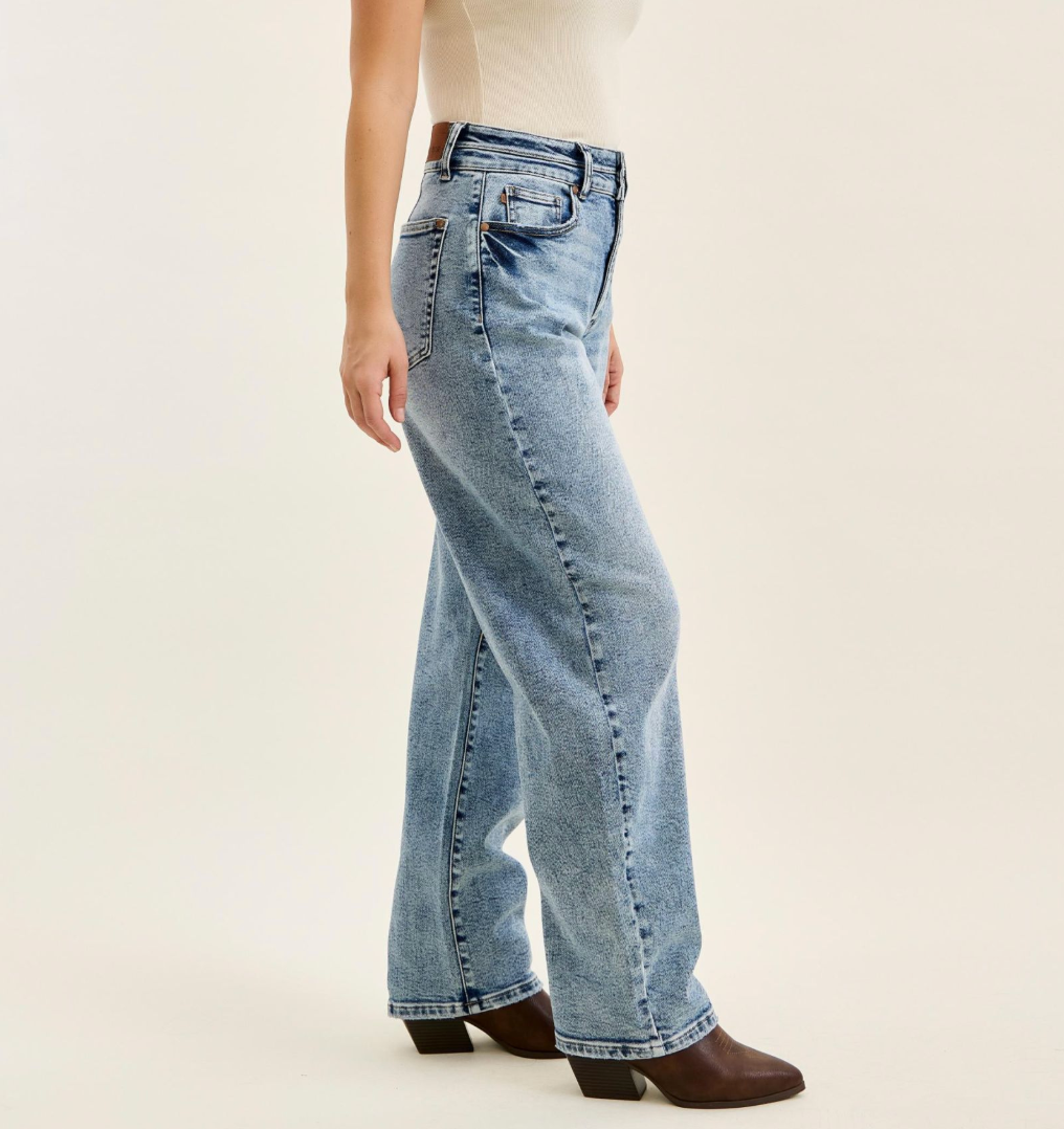Judy Blue High Waist Double Waistband Marlow Arc Jeans | Vintage Acid Wash Stretch Denim