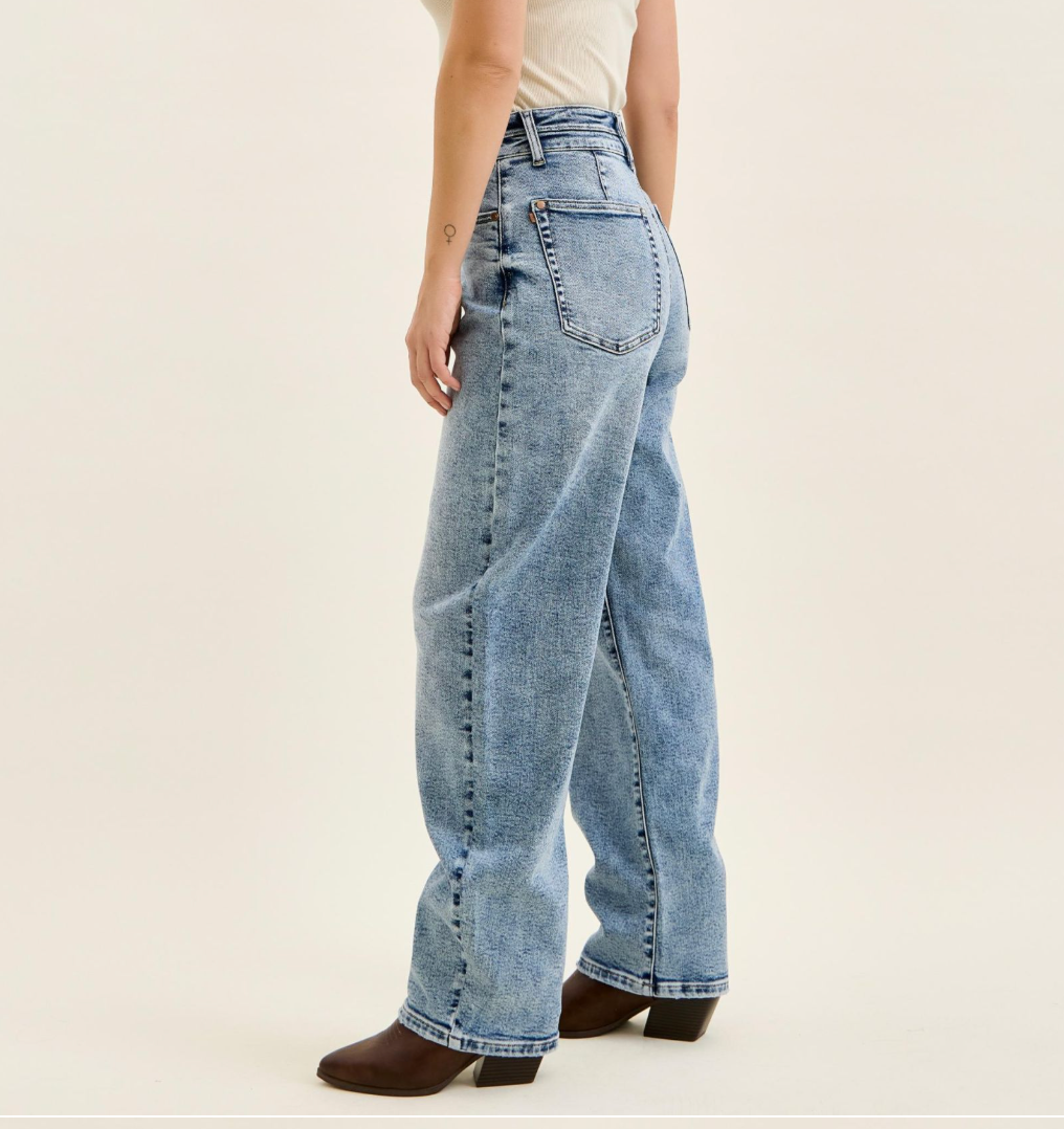 Judy Blue High Waist Double Waistband Marlow Arc Jeans | Vintage Acid Wash Stretch Denim