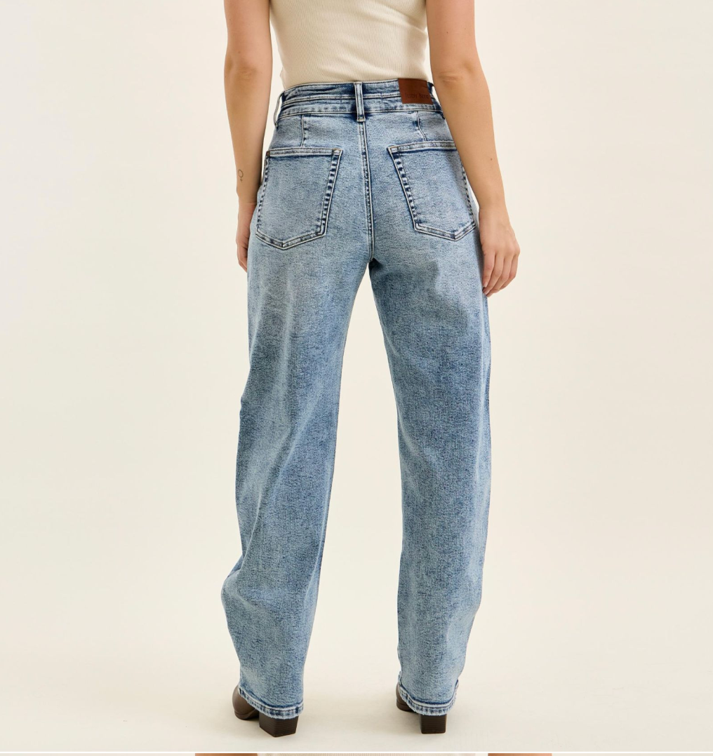 Judy Blue High Waist Double Waistband Marlow Arc Jeans | Vintage Acid Wash Stretch Denim