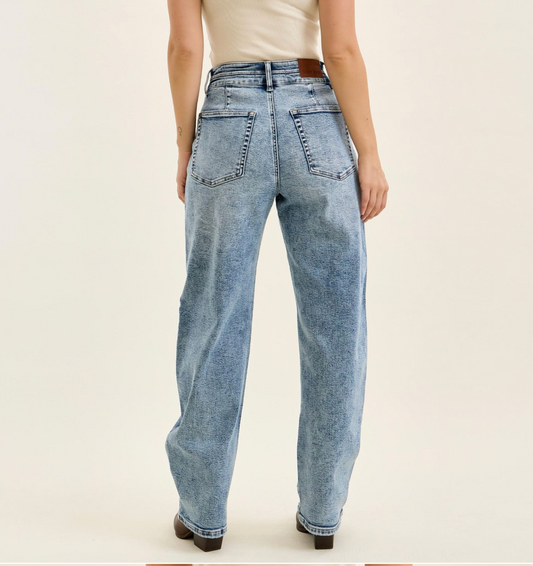 Judy Blue High Waist Double Waistband Marlow Arc Jeans | Vintage Acid Wash Stretch Denim
