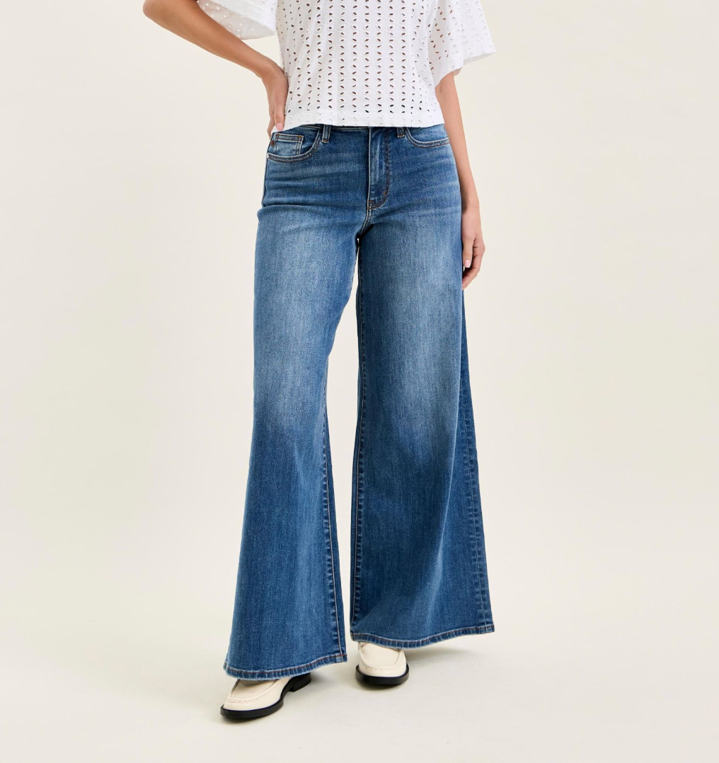 Judy Blue High Waist Palazzo Jeans | Wide Leg Stretch Denim Pants