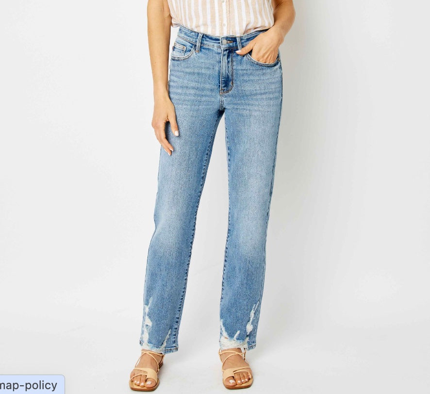 Judy Blue High Waist Straight Heavy Destroy Jeans