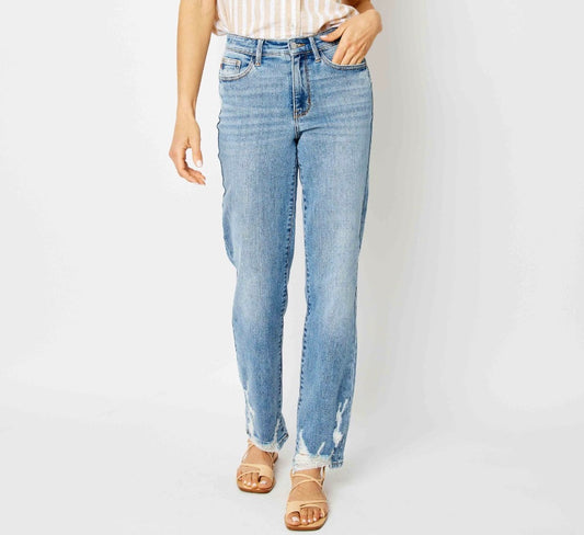 Judy Blue High Waist Straight Heavy Destroy Jeans