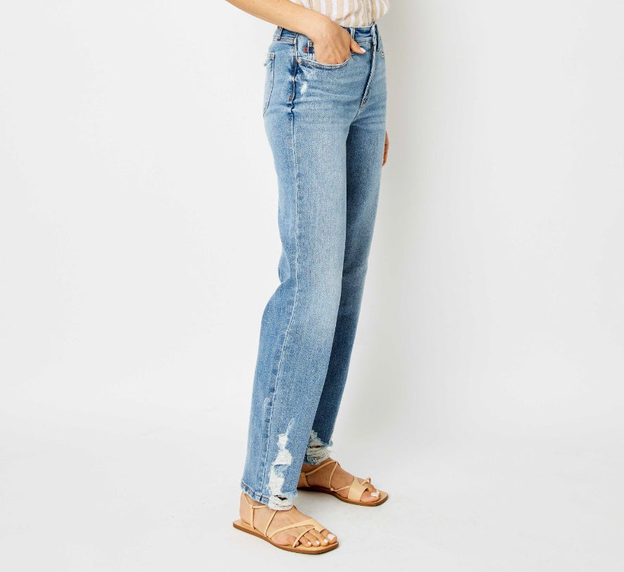 Judy Blue High Waist Straight Heavy Destroy Jeans