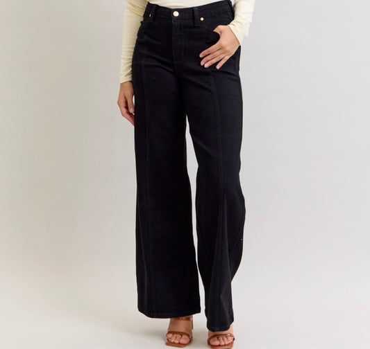 Judy Blue High Waist Retro Wide Jet Black Jeans