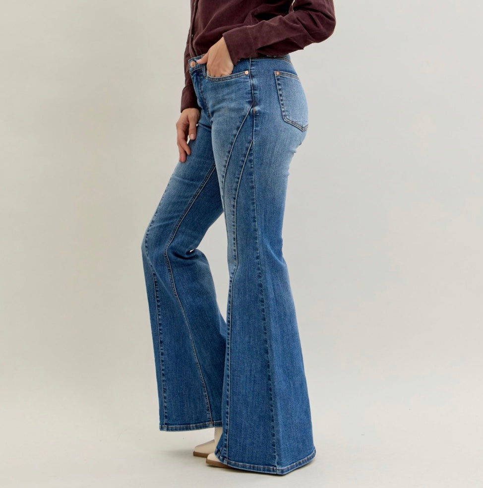 Judy Blue Jaqueline Double Angular Seam Flare Jeans