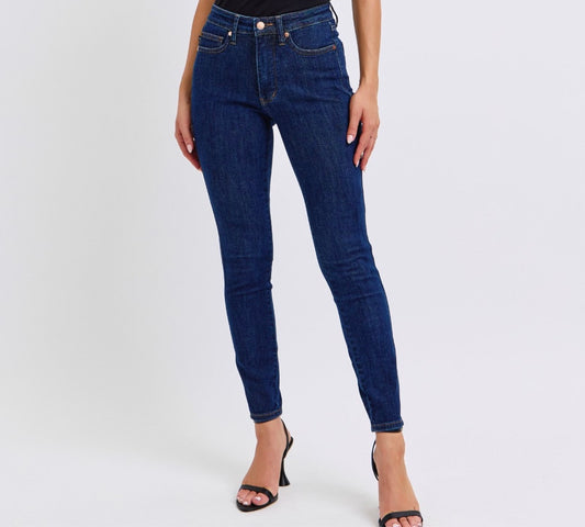 Judy Blue Mid Rise Dark Wash Tummy Control Classic Skinny Jeans