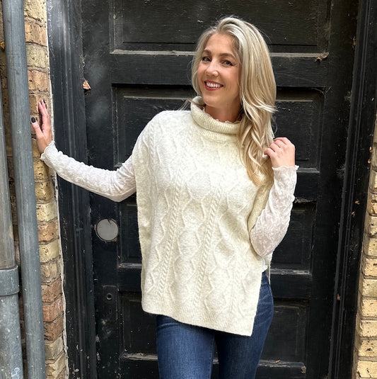 Cozy Chic Sleeveless Turtleneck Poncho