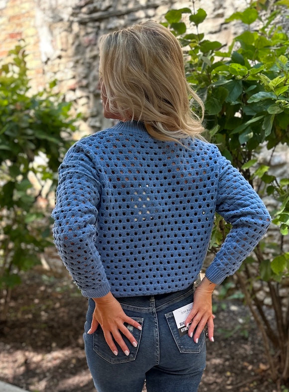 Breezy Beauty Open Weave Zip Sweater