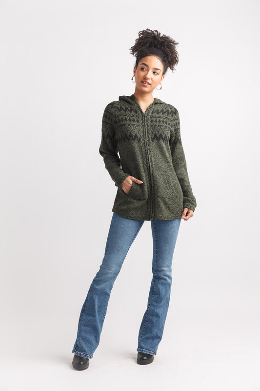 Evergreen Fair Isle Hooded Jacket