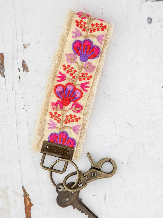 Light Pink Embroidered Key Chain