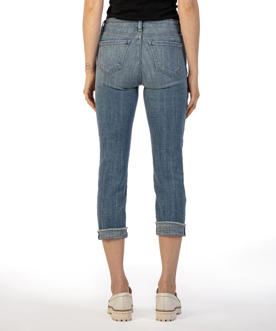 Kut From The Kloth Amy Crop Straight Leg Roll Up Fray Jeans