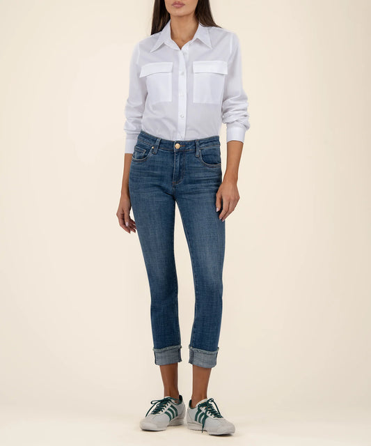Kut From The Kloth Amy Mid Rise Crop Straight Leg Jeans
