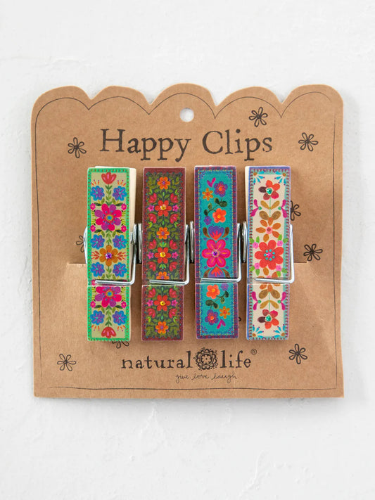 Natural Life Multicolored Floral Happy Clips