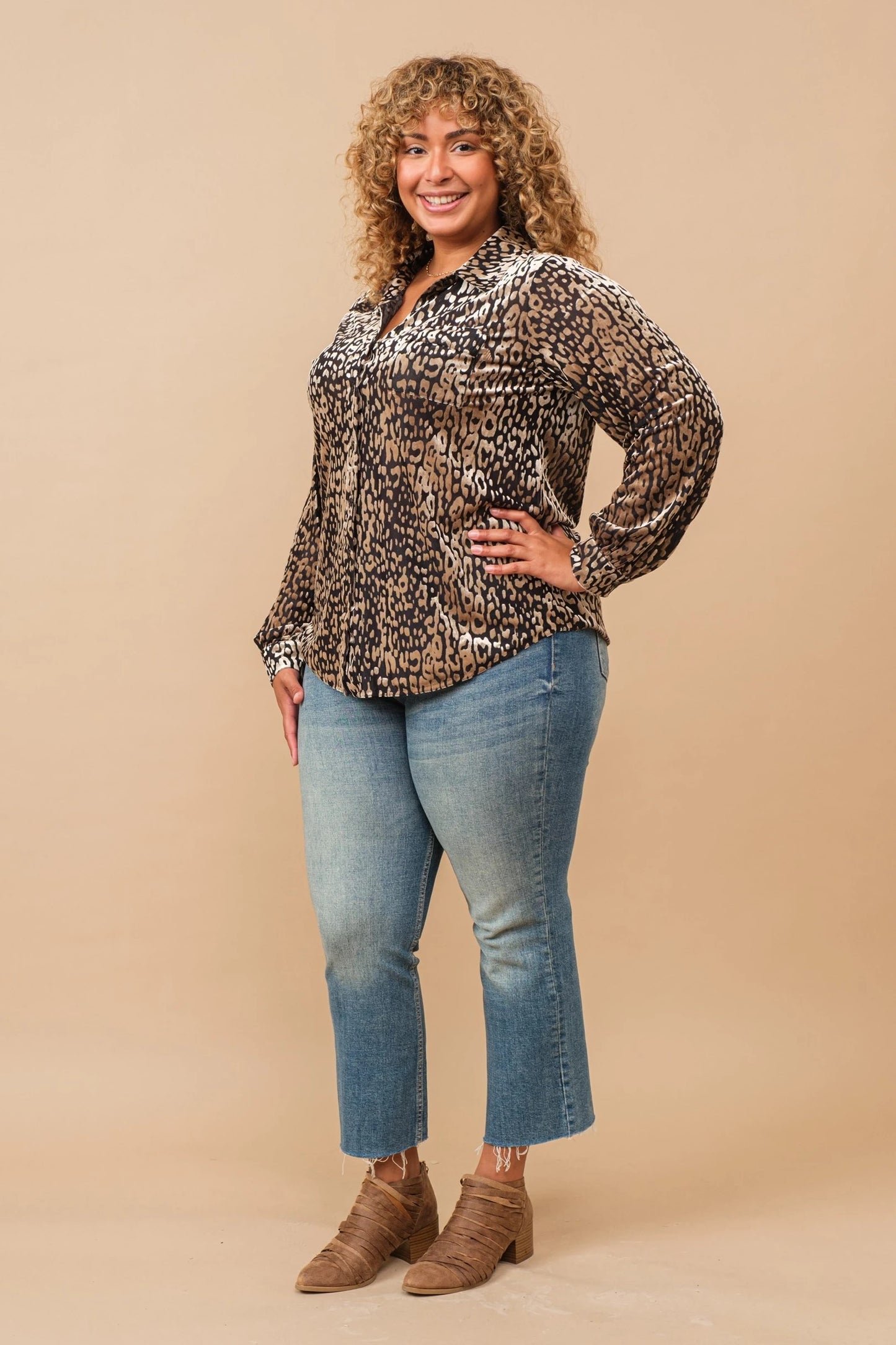 Velvet Animal Print Burnout Top