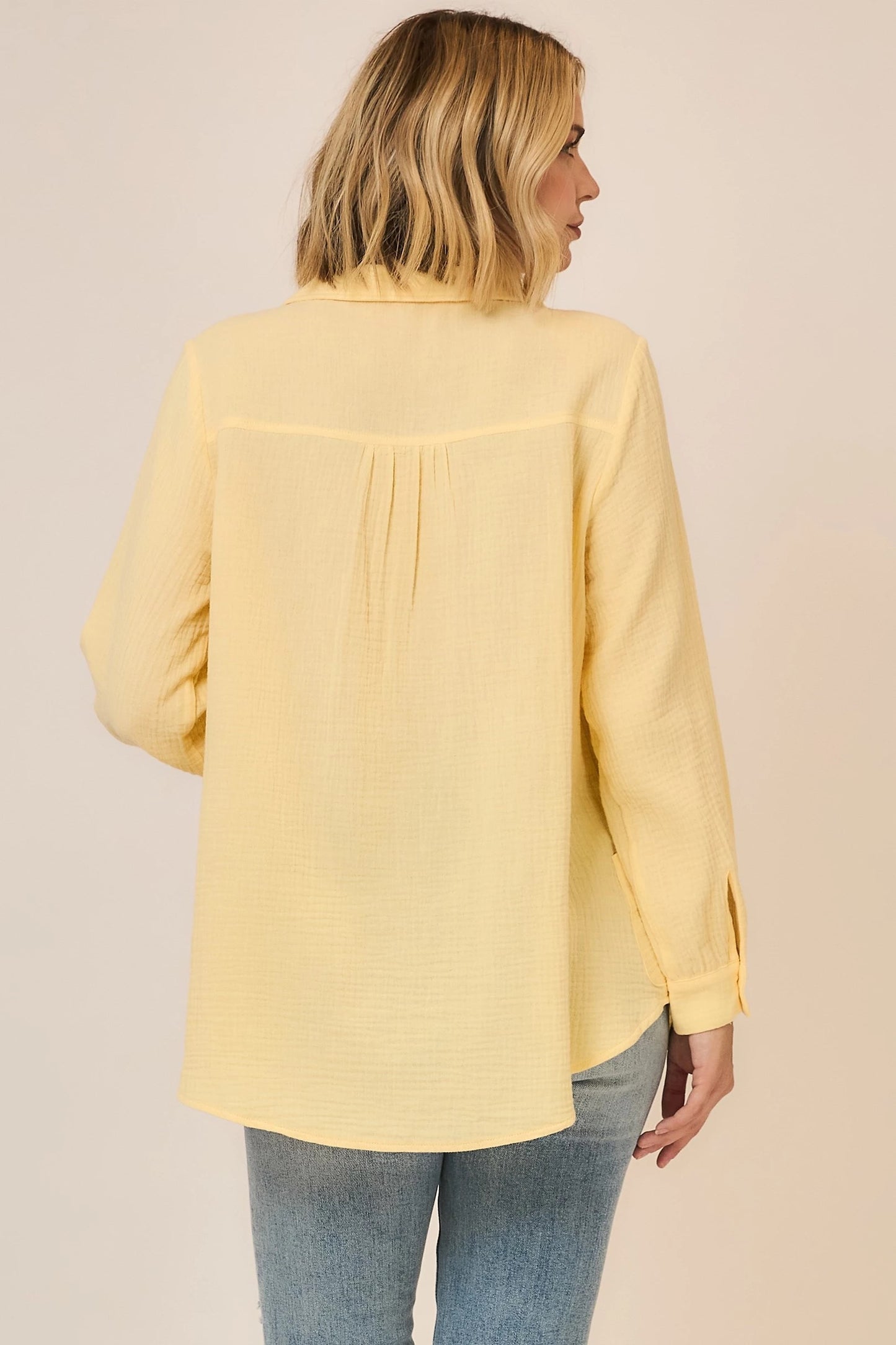 Sunshine Charm Pleated Button Down Blouse