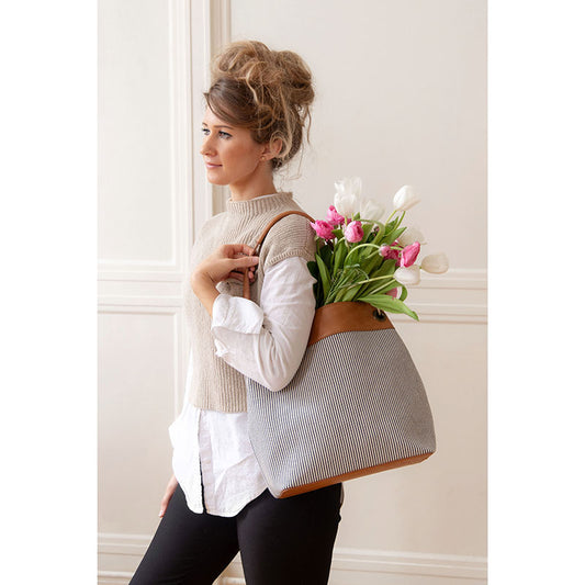 Denim Pinstripe Laurel Canvas Shoulder Bag