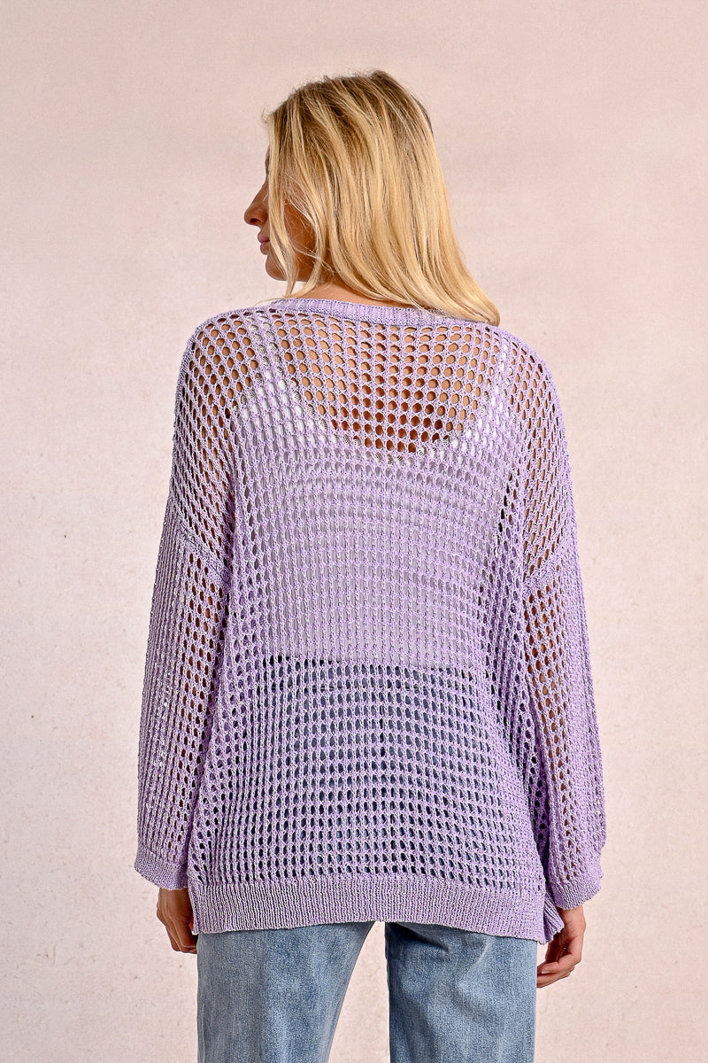 Lilac Open Knit Cardigan