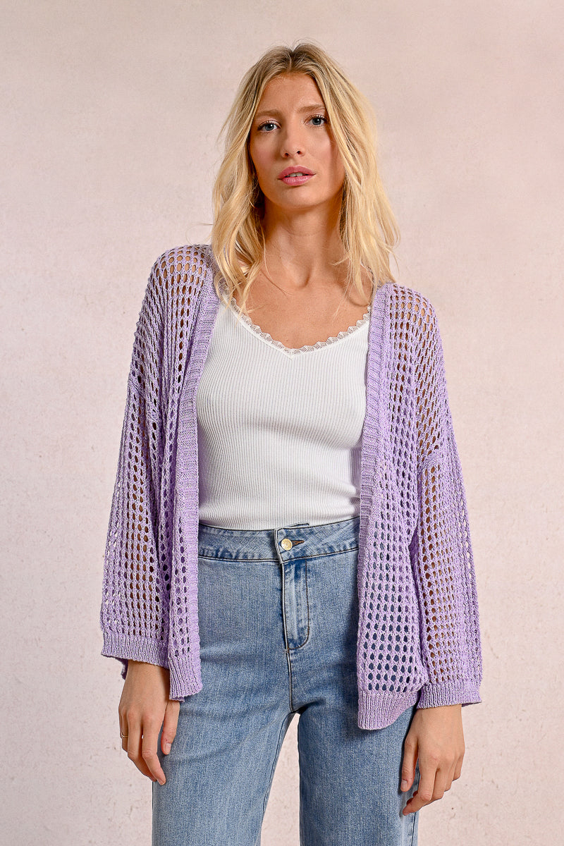 Lilac Open Knit Cardigan