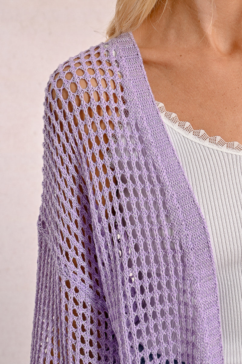 Lilac Open Knit Cardigan