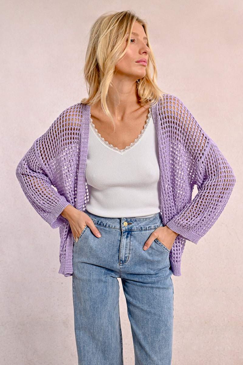 Lilac Open Knit Cardigan