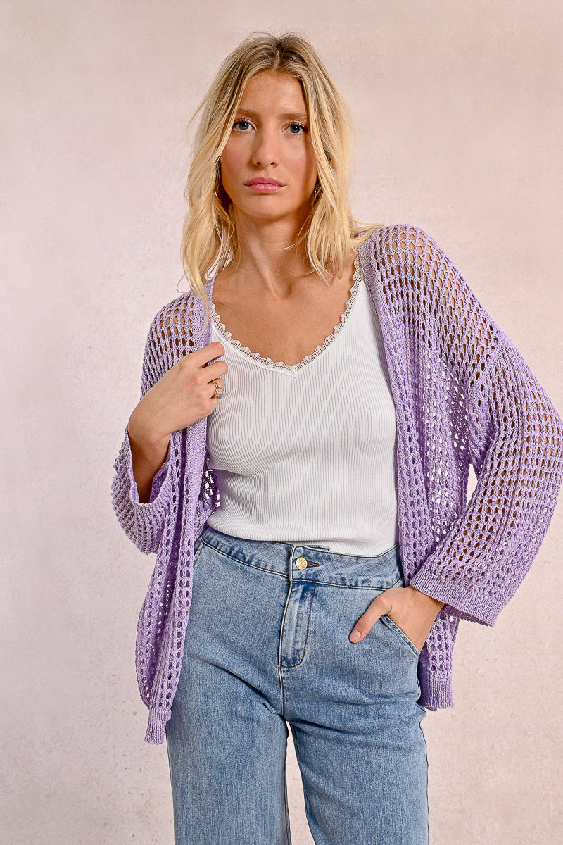 Lilac Open Knit Cardigan