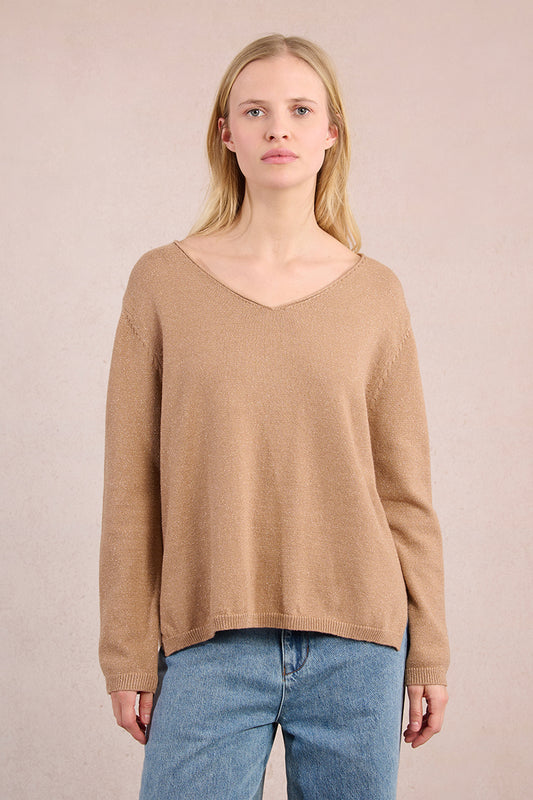 Golden Glow V-Neck Sweater
