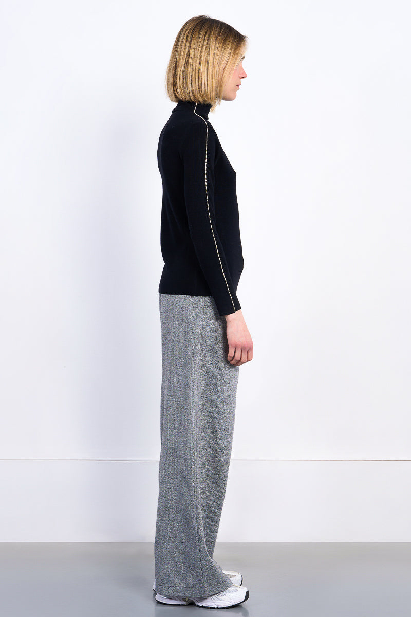 Crystal Charm Ribbed Turtleneck