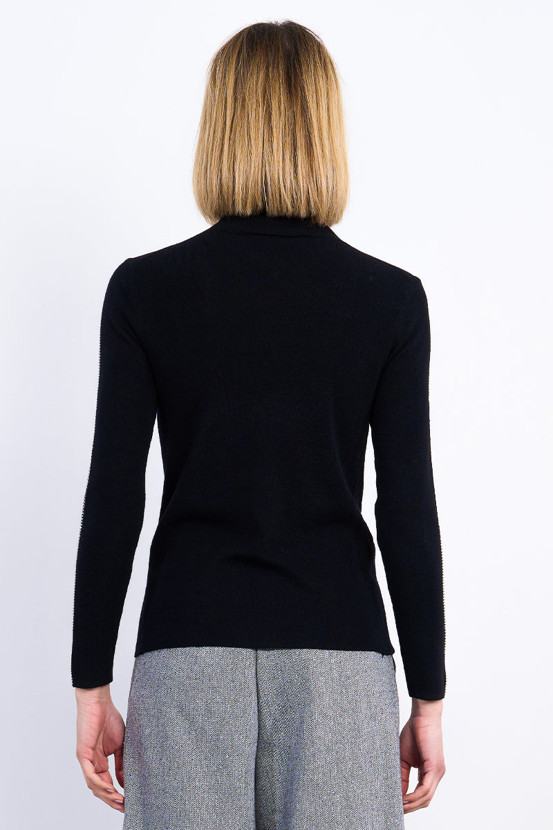Crystal Charm Ribbed Turtleneck