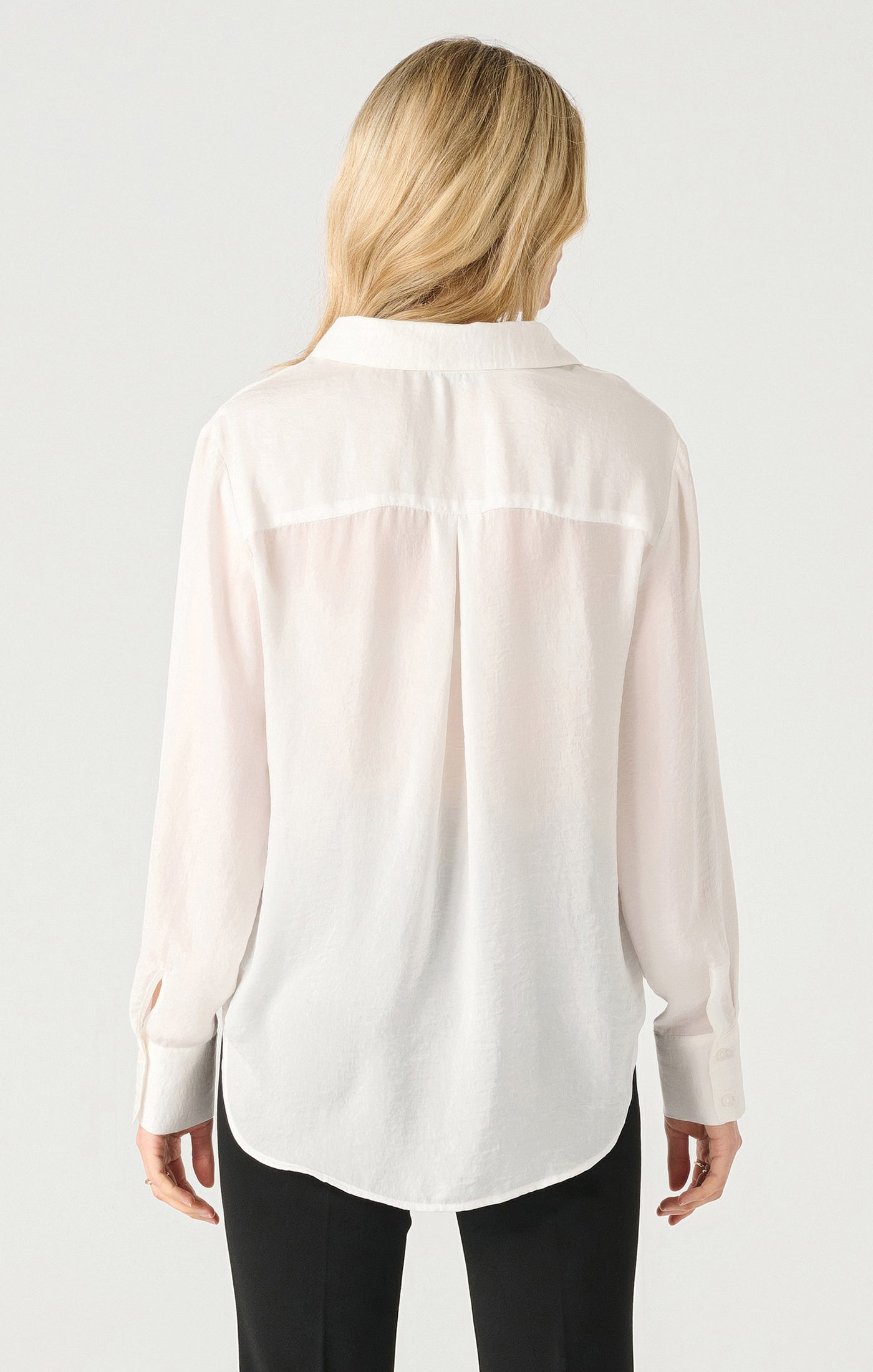 Long Sleeve Flowy Satin Blouse Pizzazz Beloit