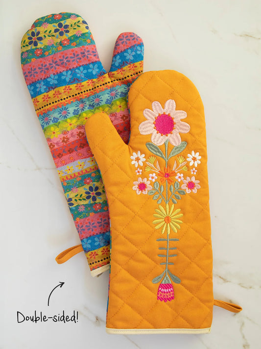 Floral Bake Happy Double-Sided Oven Mitt