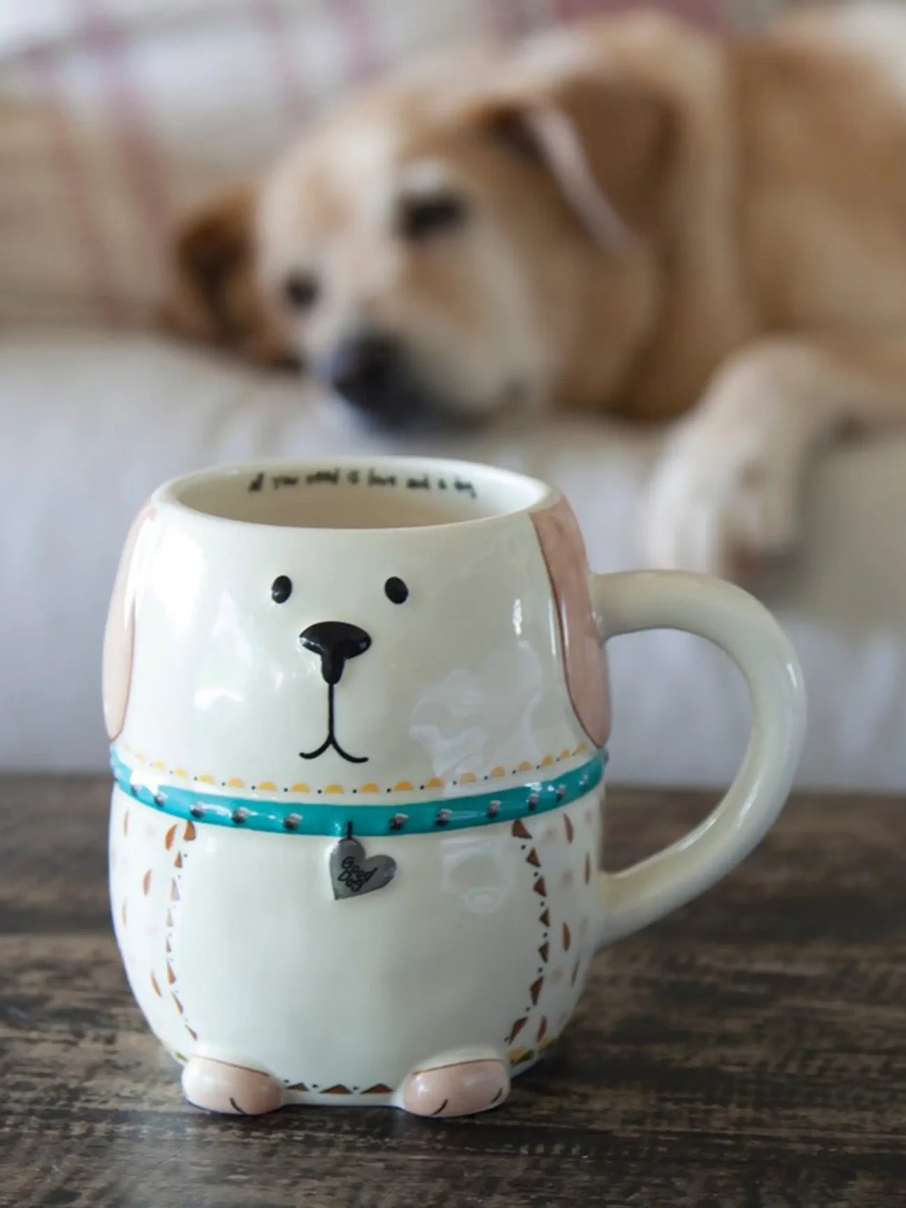 Lucky The Dog Folk Art Coffee Mug