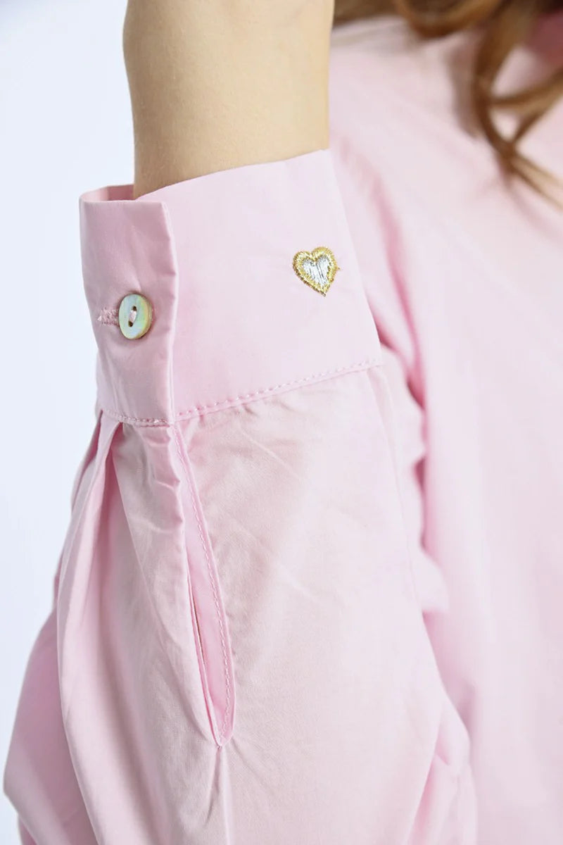 Oversized Tailored Cotton Button Up Shirt Pink Pizzazz Beloit