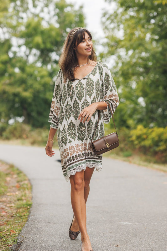 Damask Dream Off-the-Shoulder Dress