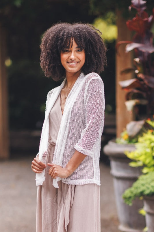 Sequin Detail Open Mesh Cover Up