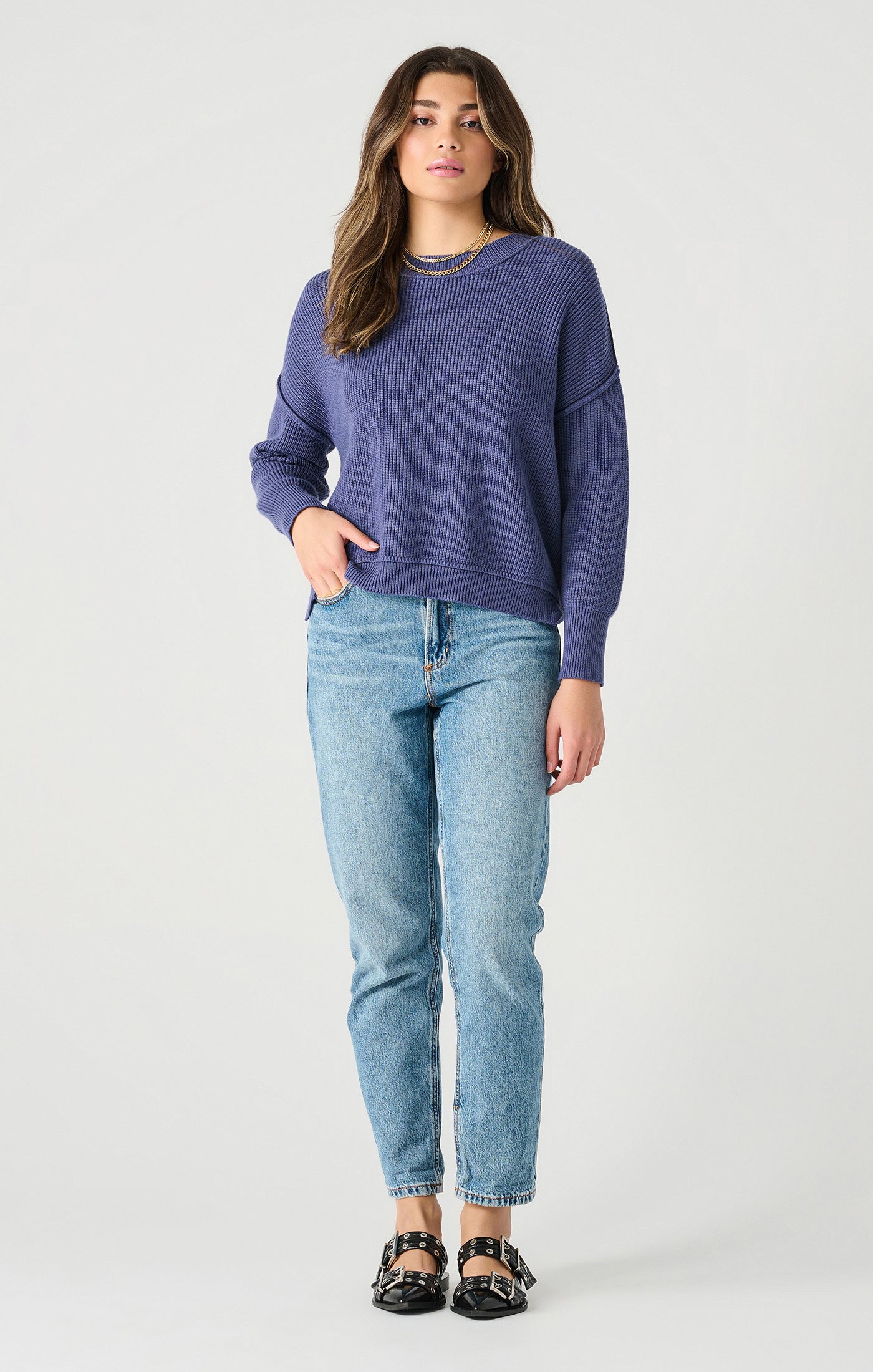 Periwinkle Drop Shoulder Sweater Pizzazz Beloit