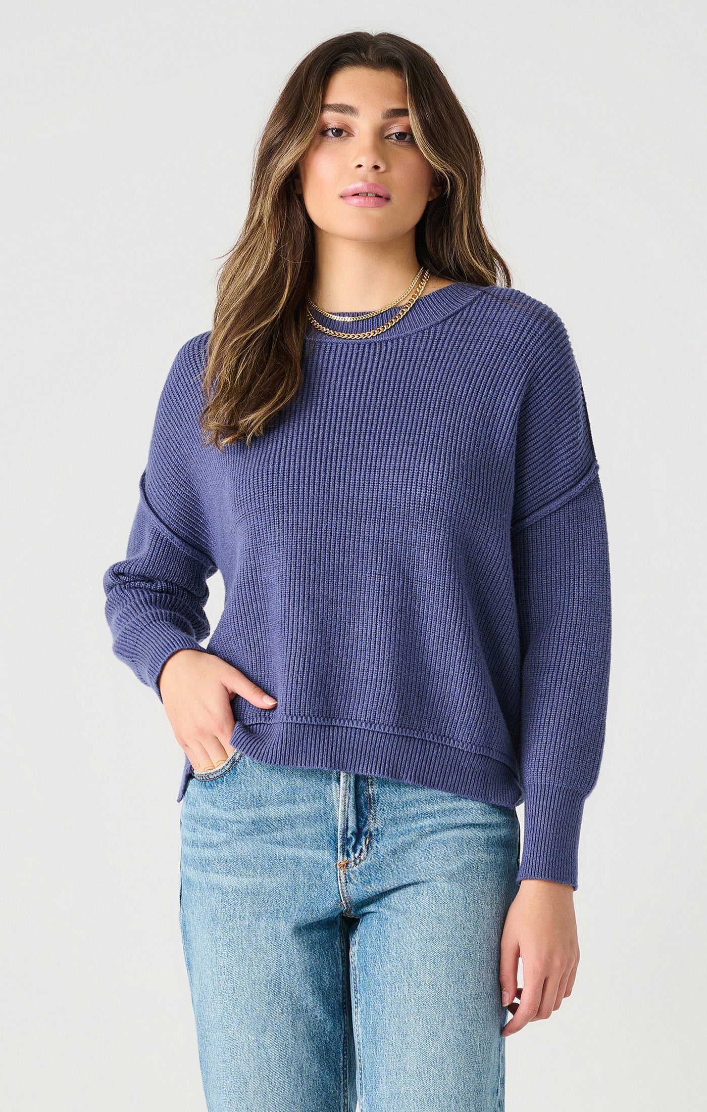 Periwinkle Drop Shoulder Sweater Pizzazz Beloit