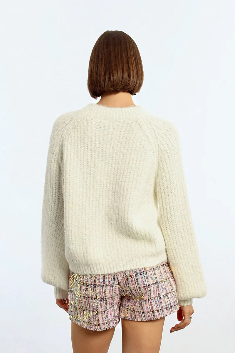 Raglan Sleeve Button Accent Sweater Pizzazz Beloit