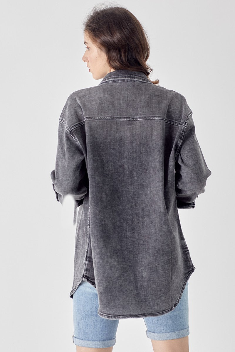 Relaxed Fit Grey Denim Shirt Pizzazz Beloit