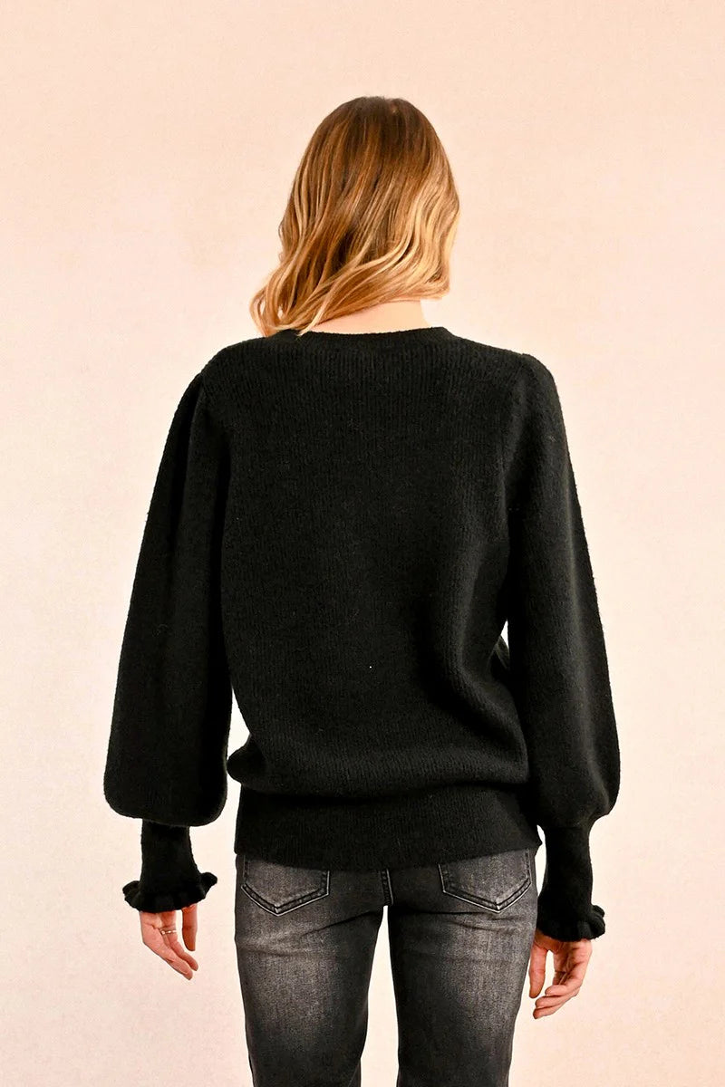 Ribbed Knit Puff Sleeve Sweater Pizzazz Beloit