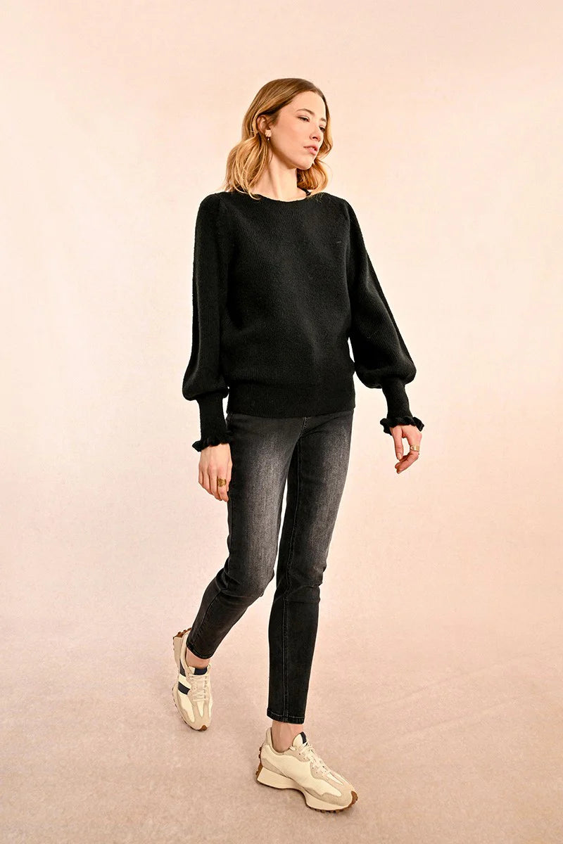 Ribbed Knit Puff Sleeve Sweater Pizzazz Beloit