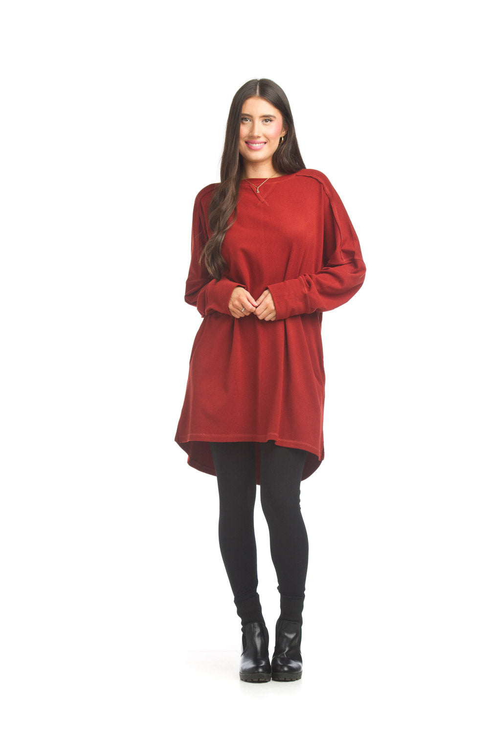 Rust Brushed Super Soft Extended Sleeve Dress Pizzazz Beloit