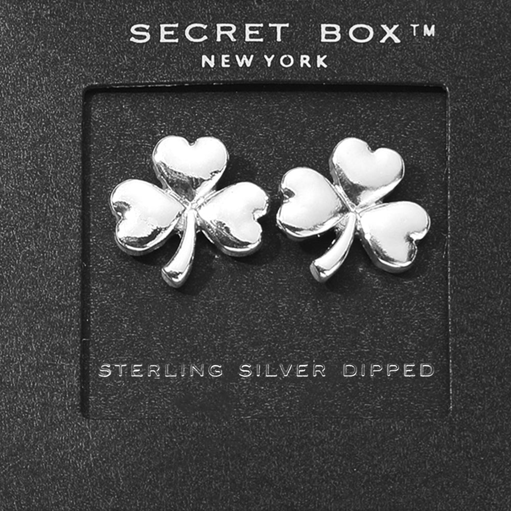 Sterling Silver Dipped Shamrock Clover Stud Earrings