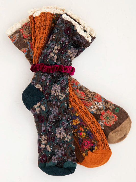 Rust Blossom Socks & Scrunchie