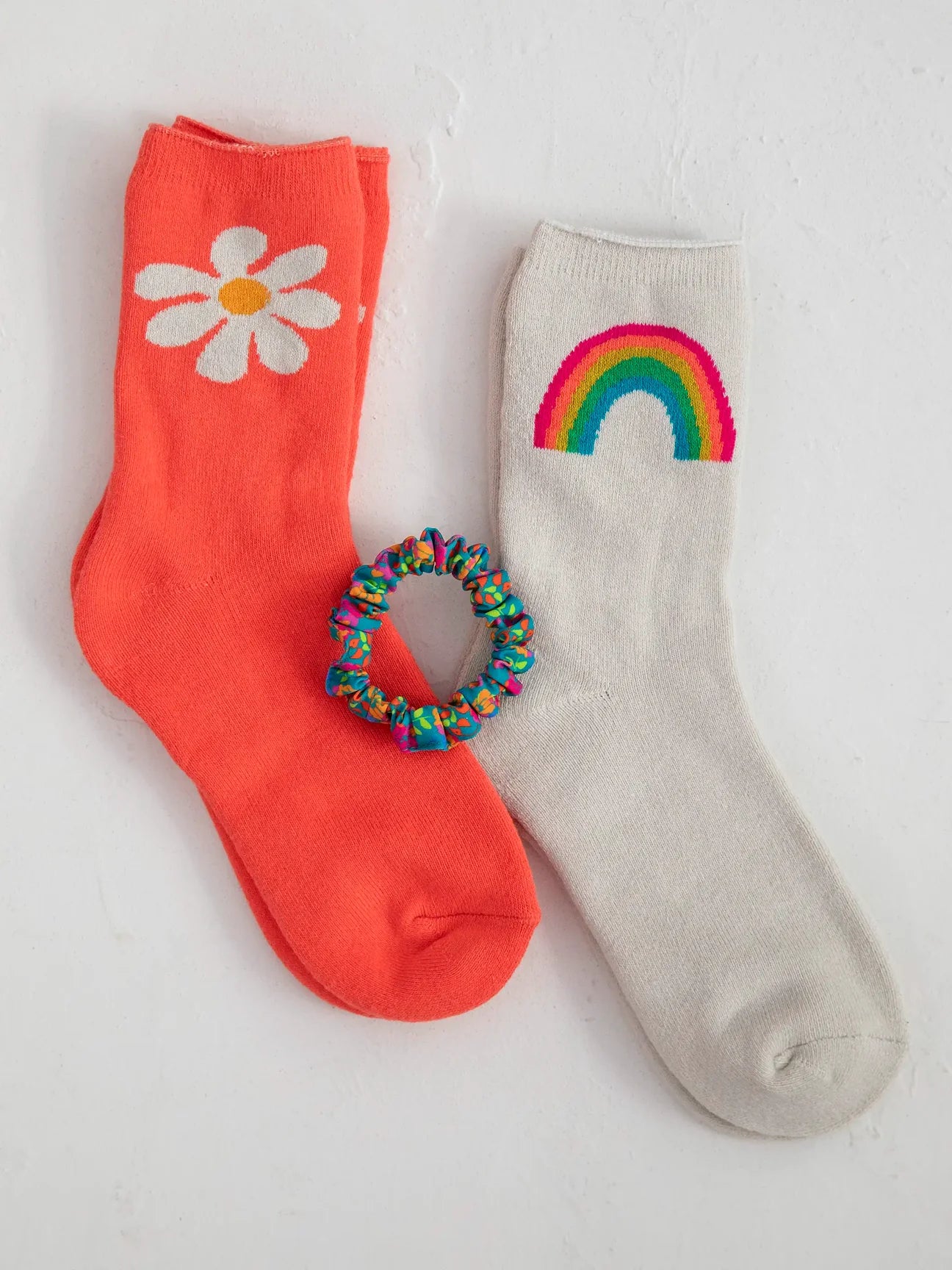 Rainbow Icon Roll Top Socks