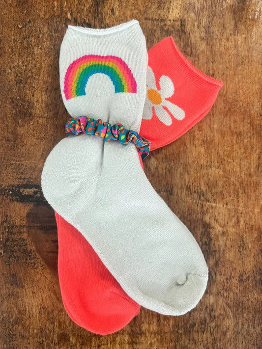 Rainbow Icon Roll Top Socks