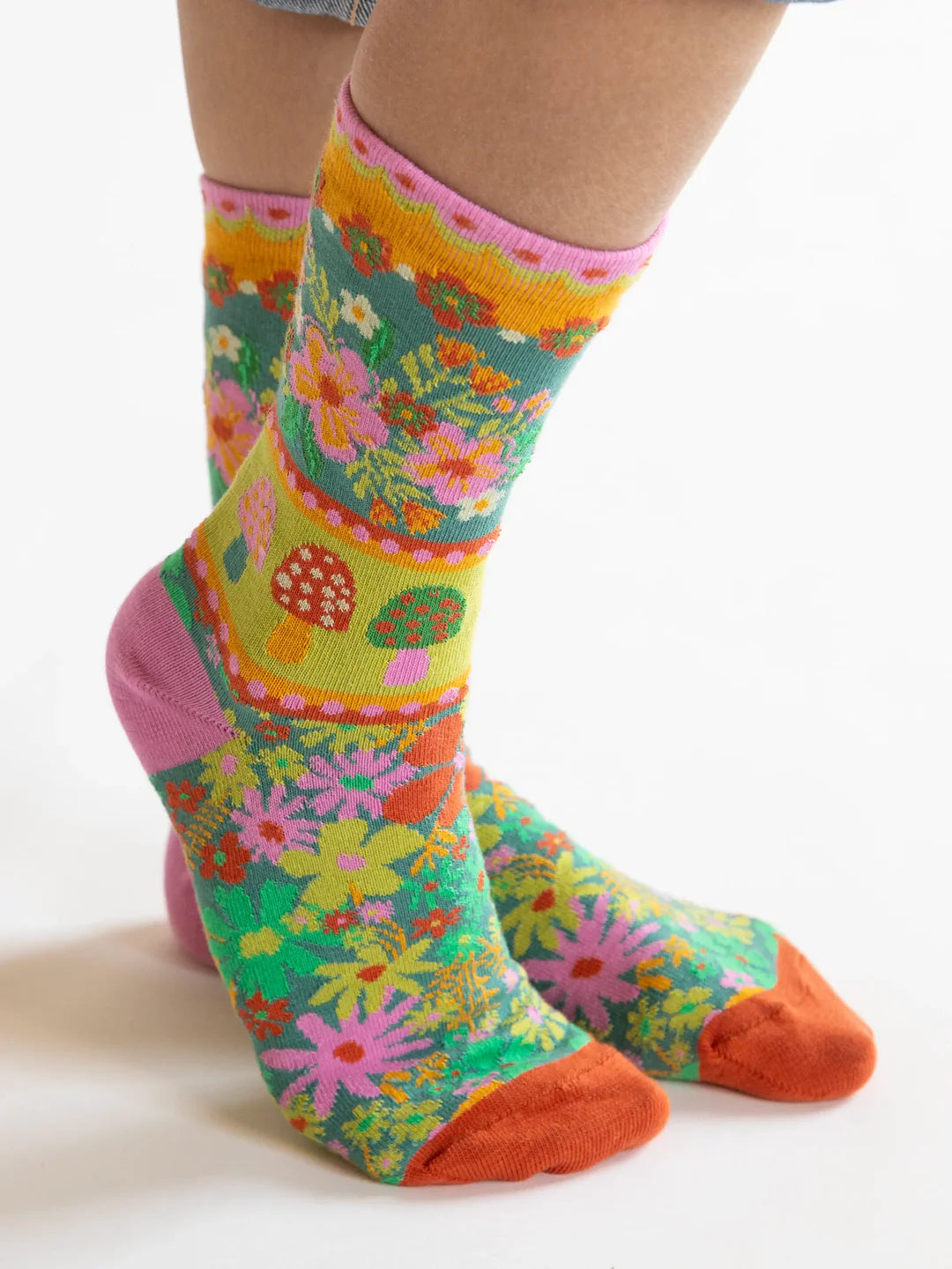 Floral Mushroom Boho Sock Set, Set of 2