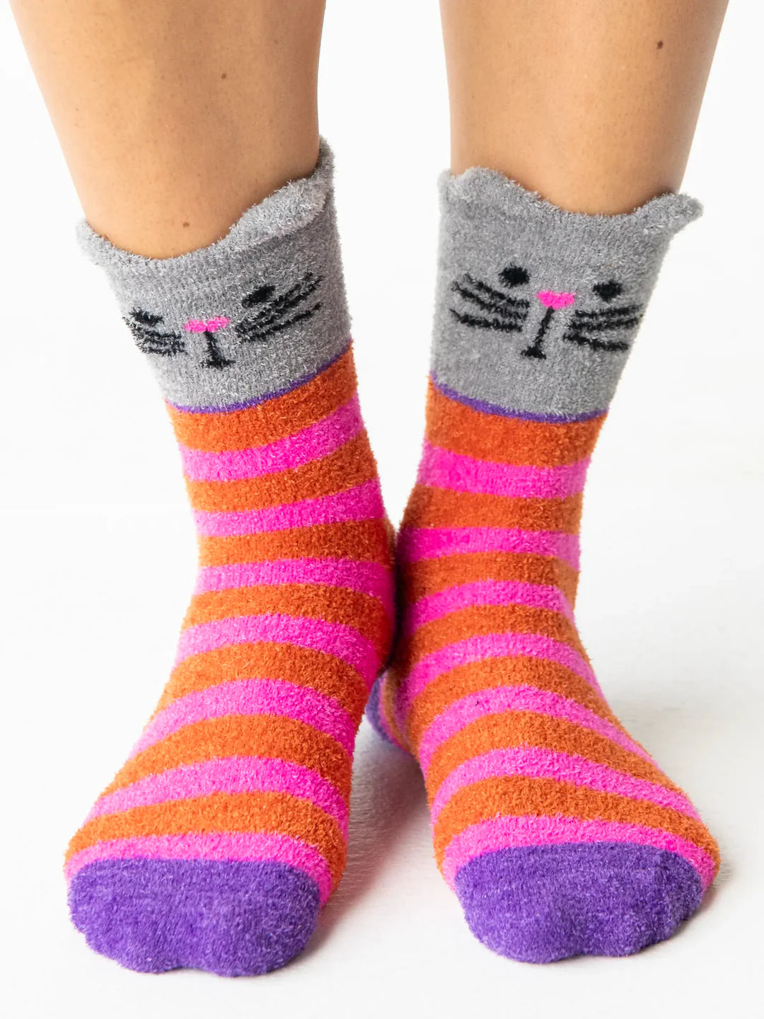 Natural Life Hot Pink Cat Cozy Socks